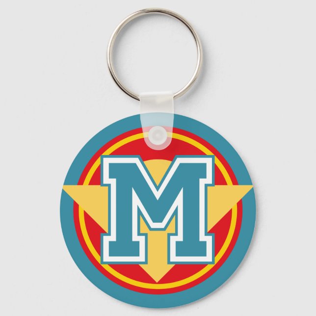 Custom Monogram Letter "M" Initial Key Ring (Front)