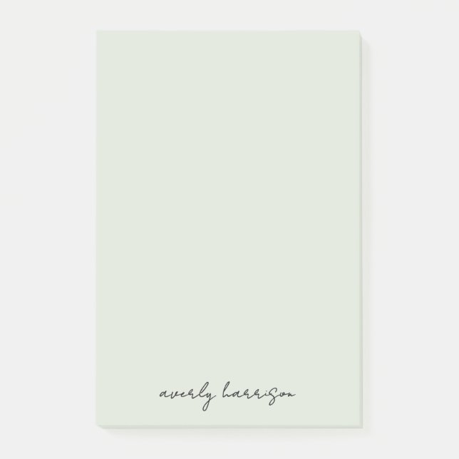 Custom Monogram Light Sage Chic Minimalist  Post-it Notes (Front)