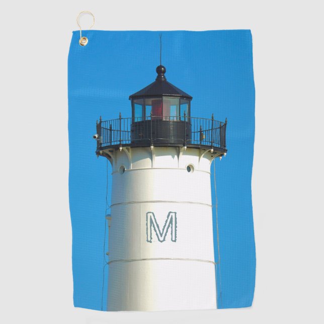 Custom Monogram Lighthouse Golf Towel (Front)