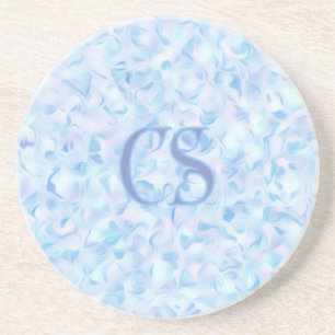 Custom Monogram Lilac Flower Petal Organic Shape Coaster
