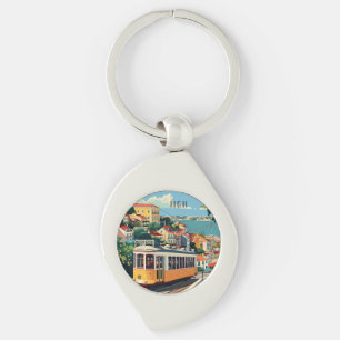 Custom Monogram Lisbon Portugal Key Ring