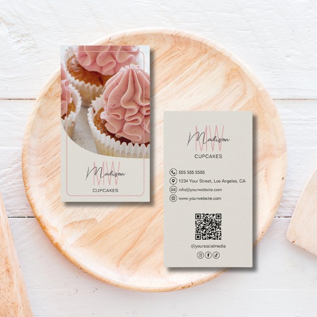 Custom Monogram Logo Bakery QR Business Card (Custom Monogram Logo Bakery QR Business Card)