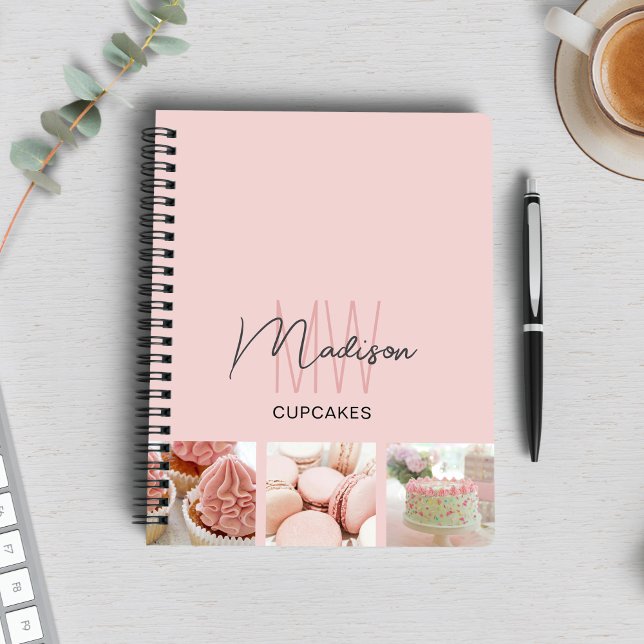 Custom Monogram Logo Photo Bakery Pink Notebook (Custom Monogram Logo Photo Bakery Pink Notebook)