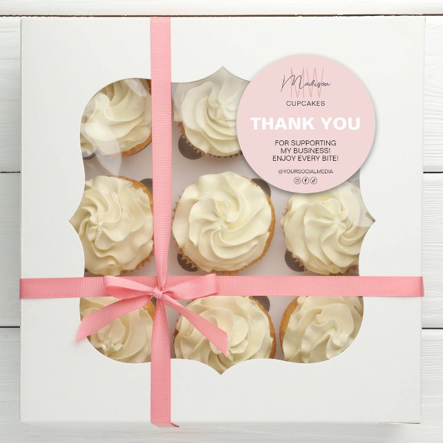 Custom Monogram Logo Thank You Bakery Business  Classic Round Sticker (Custom Monogram Logo Thank You Bakery Business Classic Round Sticker)