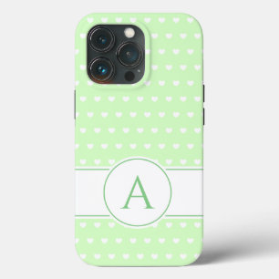 Custom Monogram Lovely Light Green And White iPhone 13 Pro Case