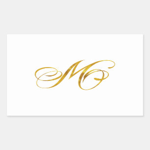 Custom Monogram M Faux Gold Foil Monograms Initial Rectangular Sticker