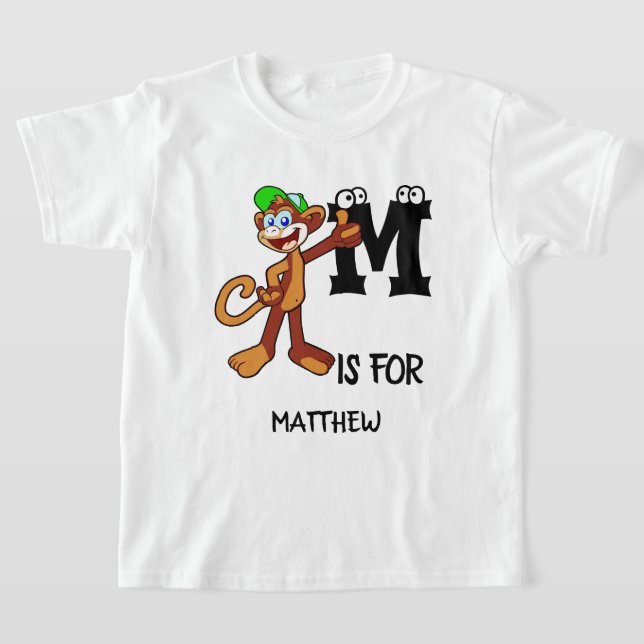 Custom monogram M is for monkeys cute illustration T-Shirt (Laydown)