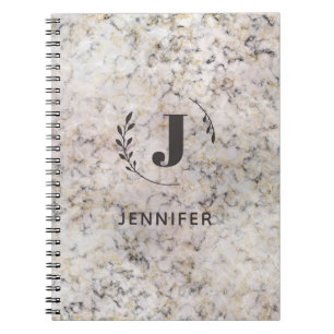 Custom Monogram Marble College-Ruled Notebook