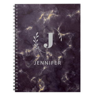 Custom Monogram Marble College-Ruled Notebook