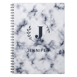 Custom Monogram Marble College-Ruled Notebook