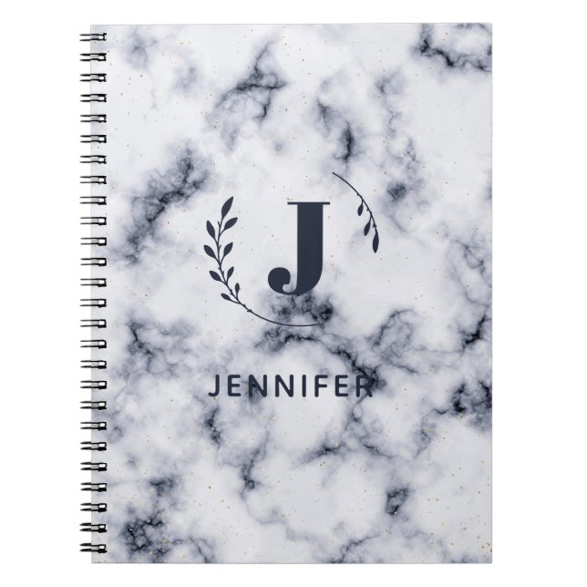 Custom Monogram Marble College-Ruled Notebook (Front)