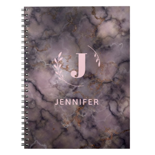 Custom Monogram Marble College-Ruled Notebook (Front)
