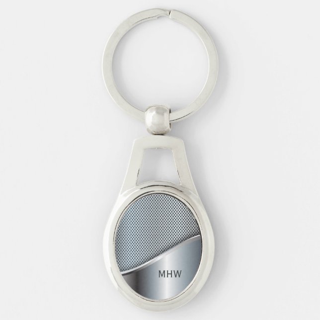 Custom monogram Metal Look key chain (Front)