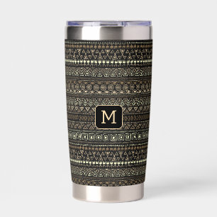 Custom Monogram Mexican / Aztec Pattern Insulated Tumbler