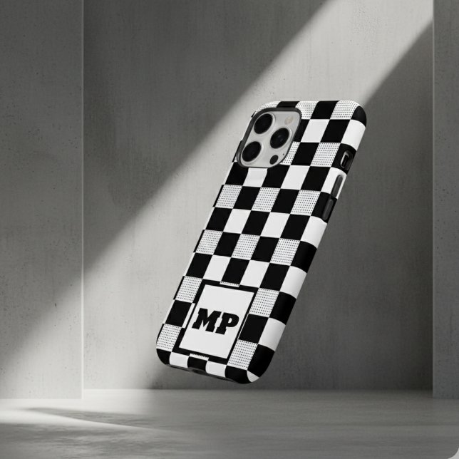 Custom Monogram Minimal Black & White Chequerboard (Creator Uploaded)