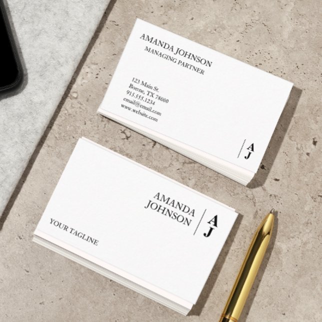 Custom Monogram Minimalist Business Card (Custom monogram business cards)
