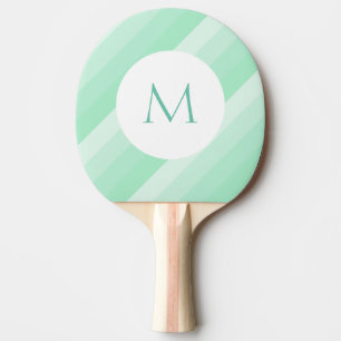 Custom Monogram Mint Green Striped Modern Template Ping Pong Paddle