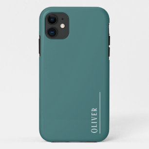 Custom monogram, modern aqua green Case-Mate iPhone case
