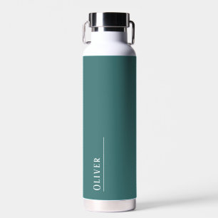 Custom monogram, modern aqua green water bottle