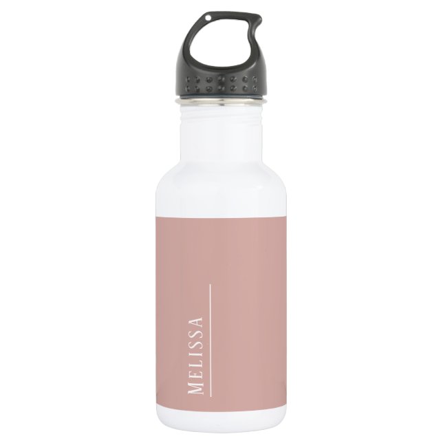 Custom monogram, modern blush pink 532 ml water bottle (Front)