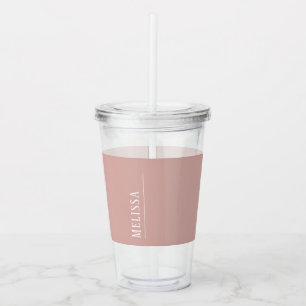 Custom monogram, modern blush pink acrylic tumbler