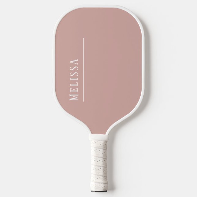 Custom monogram, modern blush pink pickleball paddle (Front)