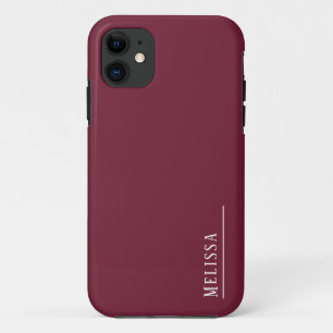 Custom monogram, modern burgundy Case-Mate iPhone case