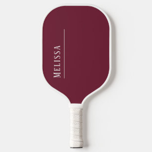 Custom monogram, modern burgundy pickleball paddle