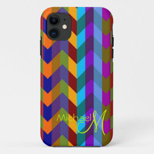Custom Monogram Modern Chevron Zigzag 3 Case-Mate iPhone Case