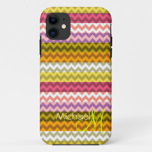 Custom Monogram Modern Chevron Zigzag 7 Case-Mate iPhone Case