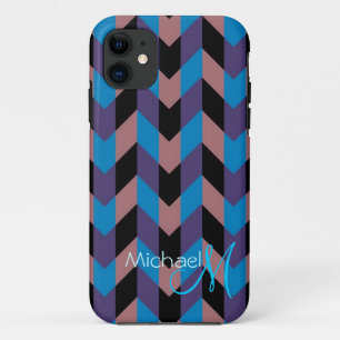 Custom Monogram Modern Chevron Zigzag 8 Case-Mate iPhone Case