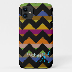 Custom Monogram Modern Chevron Zigzag 9 Case-Mate iPhone Case