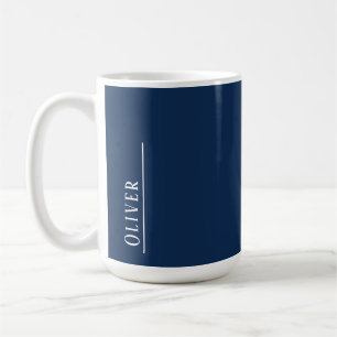 Custom monogram, modern dark blue coffee mug