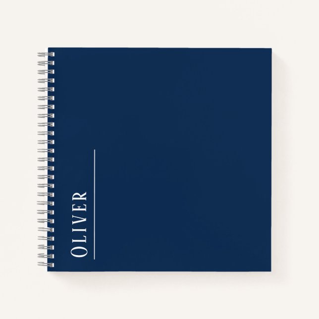 Custom monogram, modern dark blue notebook (Front)