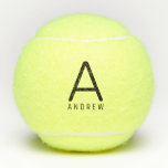 Custom Monogram Modern Design Personalised Tennis Balls<br><div class="desc">Modern elegant and understated masculine monogram initial and custom name on yellow tennis ball in a classic minimal,  professional-looking sans-serif font for a simple look.</div>