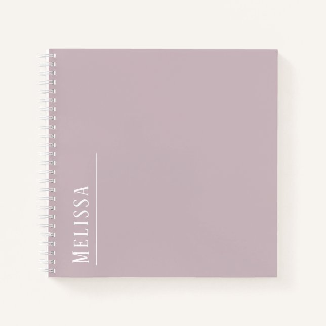 Custom monogram, modern mauve colour  notebook (Front)