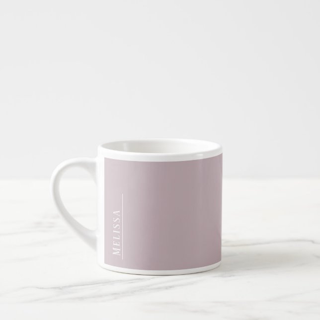 Custom monogram, modern mauve espresso cup (Left)