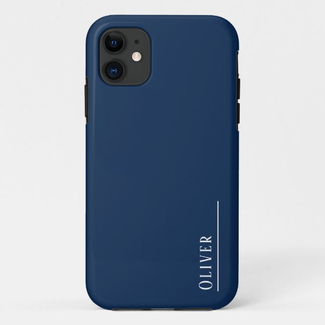 Custom monogram, modern navy blue  Case-Mate iPhone case (Back)