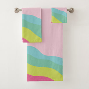 Custom monogram modern pink rainbow trendy Towel