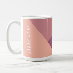 Custom monogram, modern pink tri-tone coffee mug