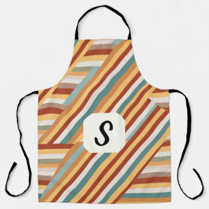Custom Monogram Modern Retro 70s Geometric  Apron