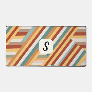 Custom Monogram Modern Retro 70s Geometric Desk Mat