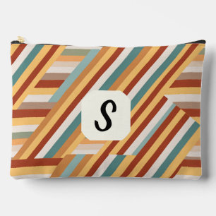 Custom Monogram Modern Retro 70s Geometric Large Accessory Pouch