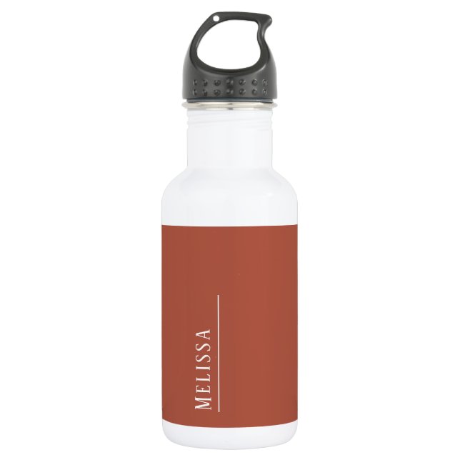 Custom monogram, modern terracotta colour 532 ml water bottle (Front)