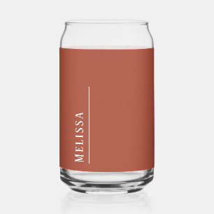 Custom monogram, modern terracotta colour can glass