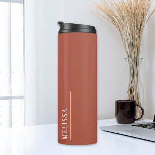 Custom monogram, modern terracotta thermal tumbler