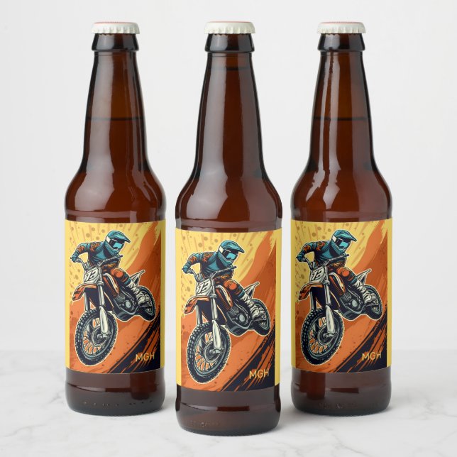 Custom Monogram Motocross Beer Bottle Label (Bottles)