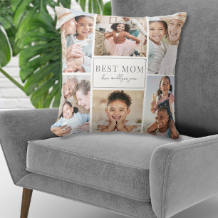 Custom Monogram Multi Photo Collage Family Cushion