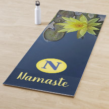 CUSTOM MONOGRAM NAMASTE ZEN YELLOW LOTUS FLORAL