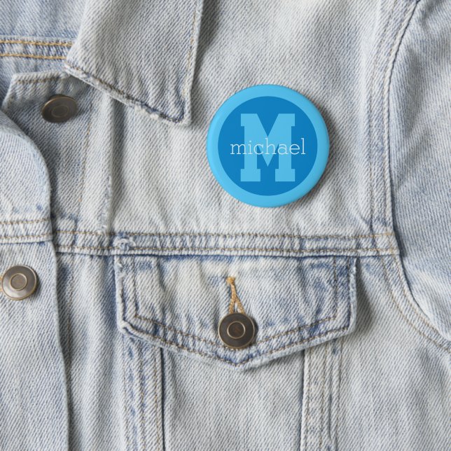 Custom monogram & name 6 cm round badge (In Situ)